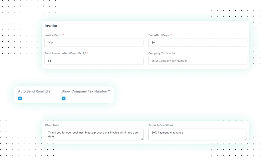 Cài đặt hóa đơn