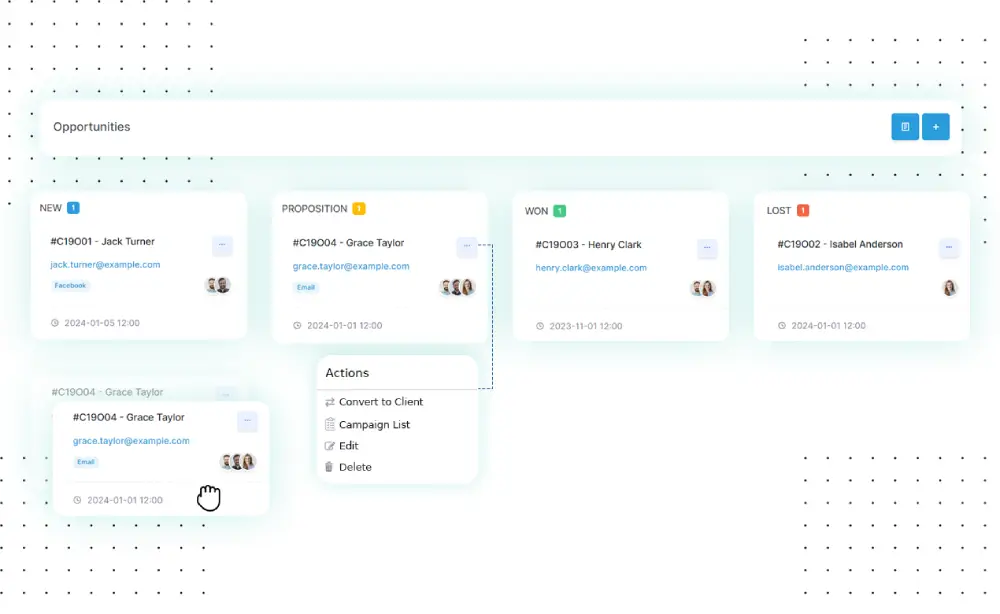 Interface de oportunidade amigável