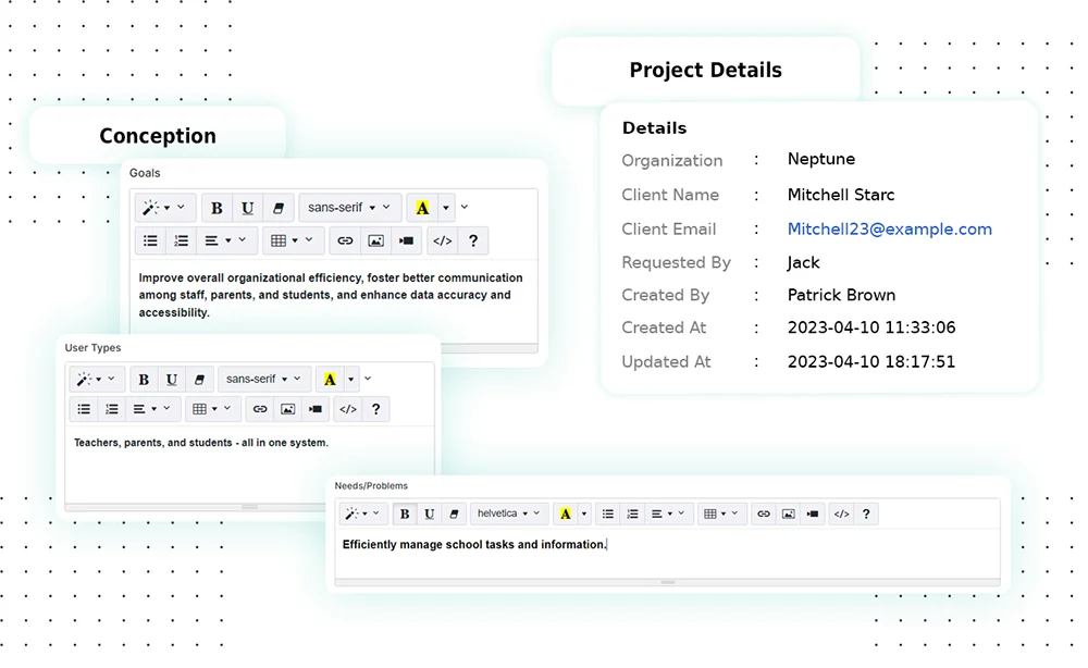 Dettagli e concepimento del progetto